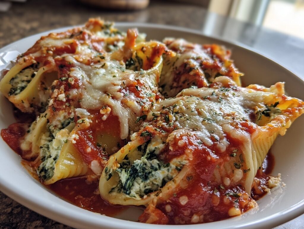 Easy Spinach and Ricotta Stuffed Shells