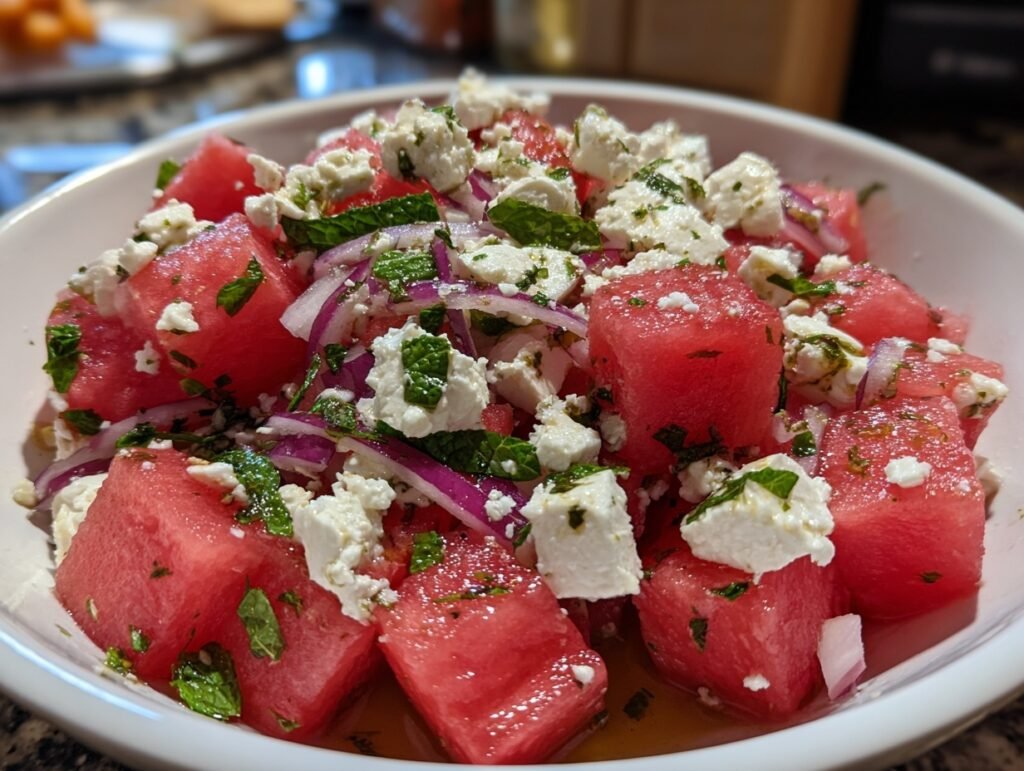 Watermelon Feta Mint Salad