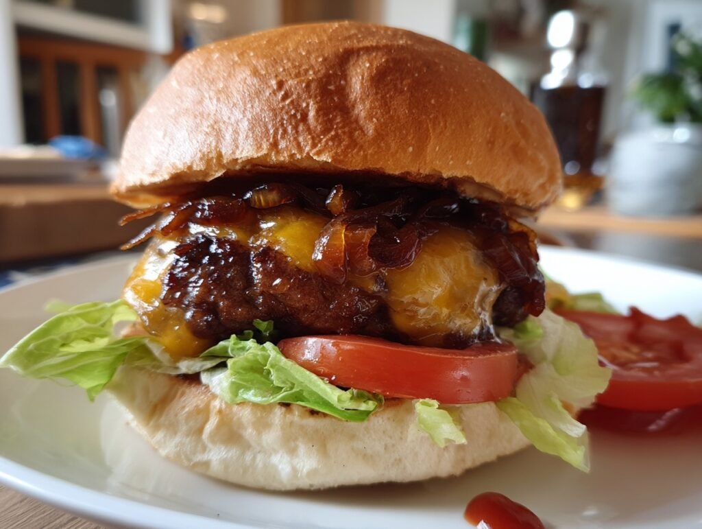 5 Ingredient Caramelized Beef Burger