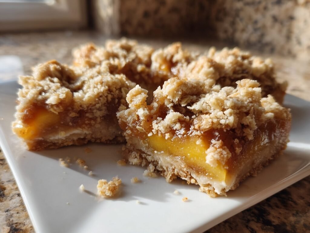 Creamy Peach Crumble Bars