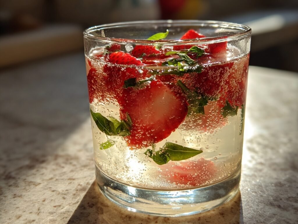 Sparkling Strawberry Basil Lemonade