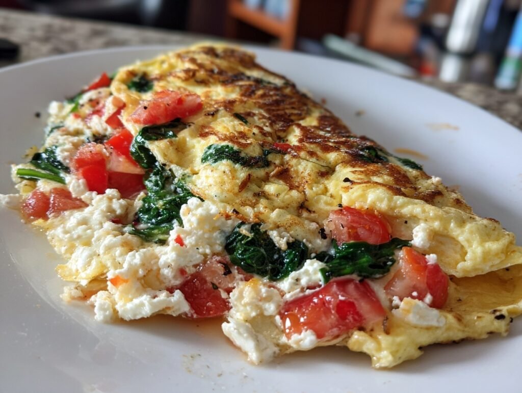 Spinach Feta Egg White Omelette