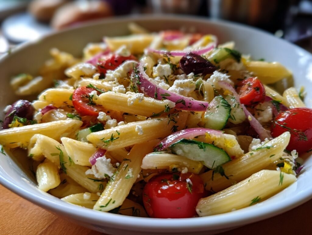 Zesty Lemon Feta Pasta Salad