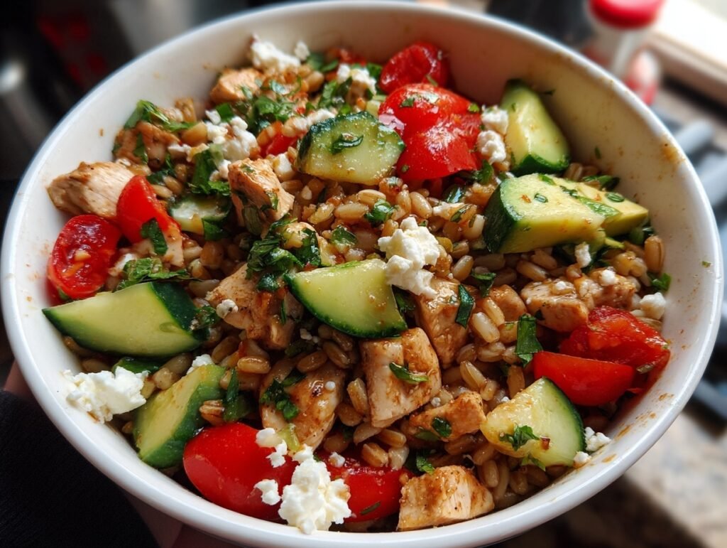 nutty farro grain bowl