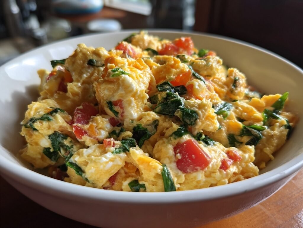 scrambled egg veggie bowl