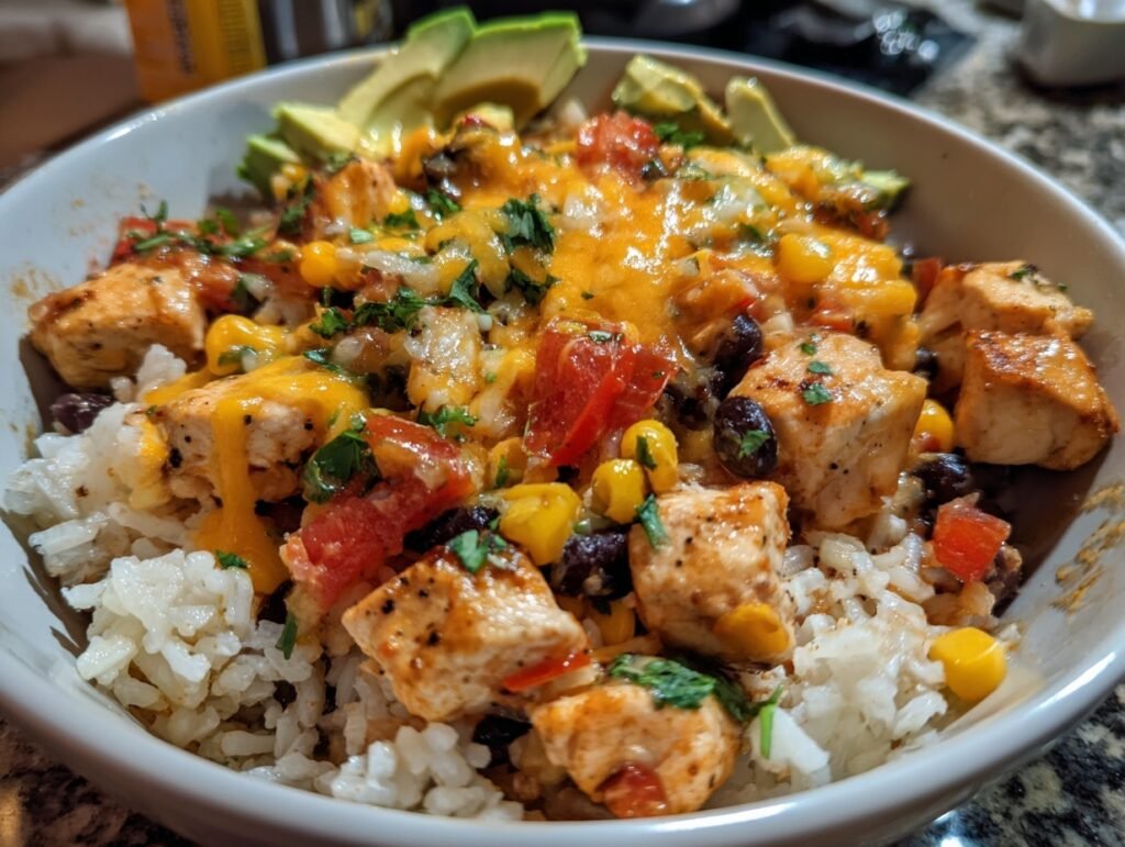 One Pan Chicken Burrito Bowls